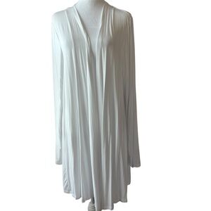 Lane Bryant 18/20 White Rayon-Spandex Tunic Cardigan Vetsatile Flattering Chic
